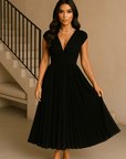 Amaya Pleated V-Neck Maxi Dress Maxi Dress GIVINY