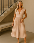 Amaya Pleated V-Neck Maxi Dress Maxi Dress GIVINY