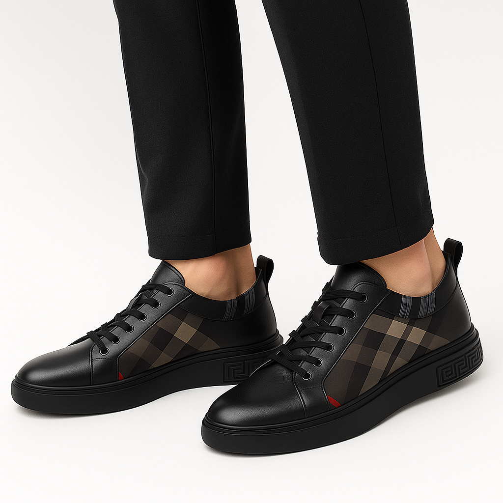 Giviny | Plaid Leather Casual Sneakers