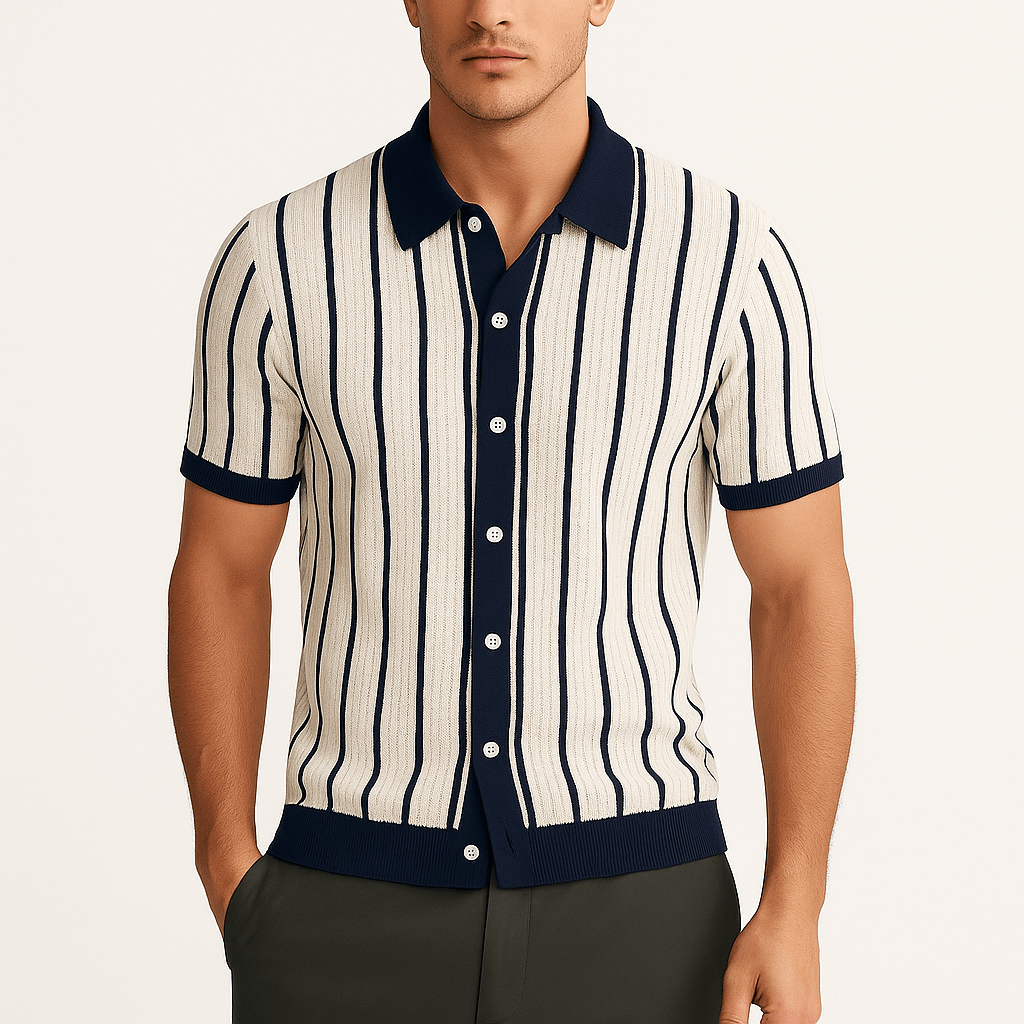 Giviny | Striped Knit Polo Shirt