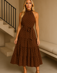 Naya Polka Dot Halter Maxi Dress 0 GIVINY