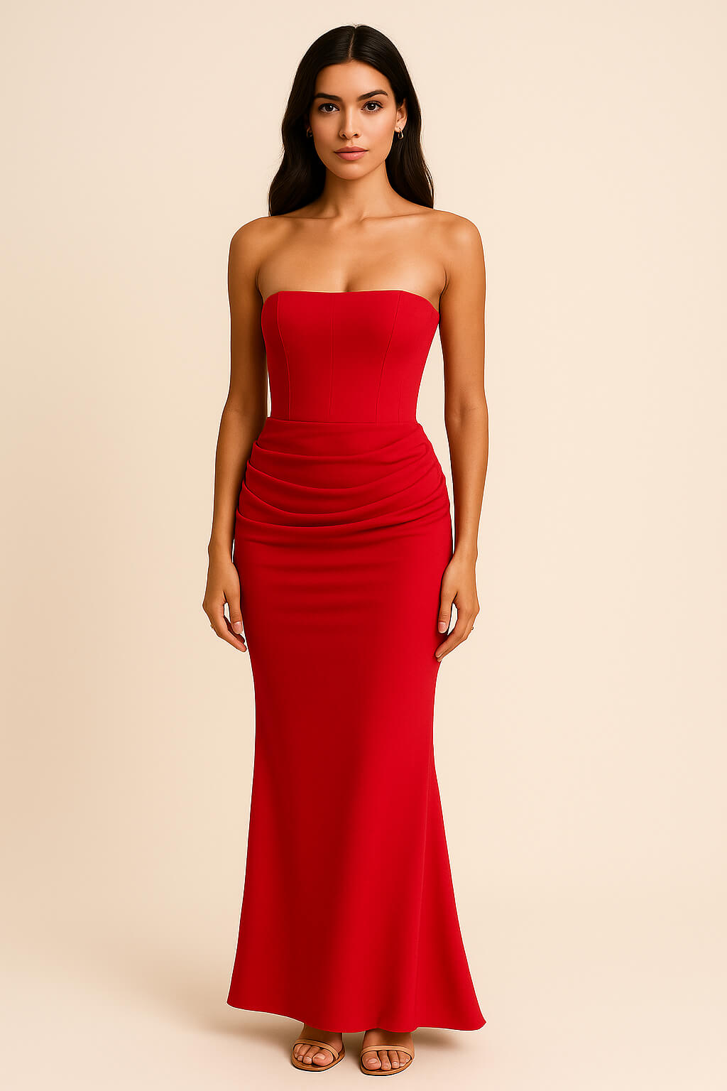 Aurora Strapless Pleated Satin Maxi Dress Maxi Dress GIVINY