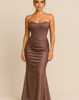 Aurora Strapless Pleated Satin Maxi Dress Maxi Dress GIVINY