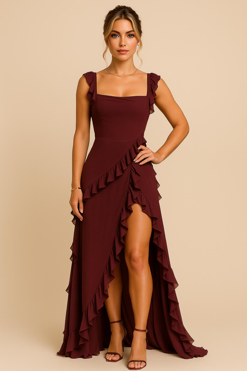 Violetta Open Leg Sophisticated Maxi Dress Maxi Dress GIVINY