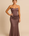 Aurora Strapless Pleated Satin Maxi Dress Maxi Dress GIVINY