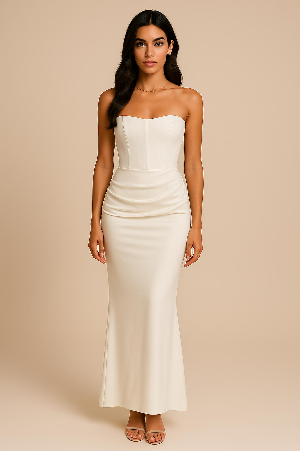 Aurora Strapless Pleated Satin Maxi Dress Maxi Dress GIVINY