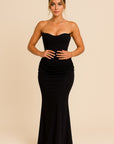 Aurora Strapless Pleated Satin Maxi Dress Maxi Dress GIVINY