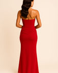 Aurora Strapless Pleated Satin Maxi Dress Maxi Dress GIVINY