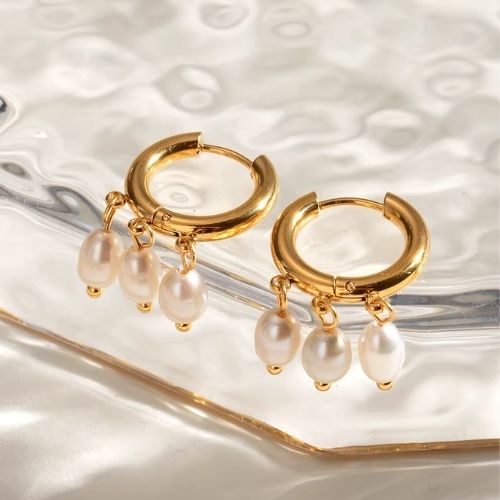 Maris | Pearls Hoops Earrings