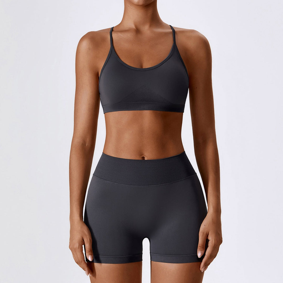 FlexFit Seamless Yoga Set | 2-Piece Crop Top & Shorts Workout Outfit