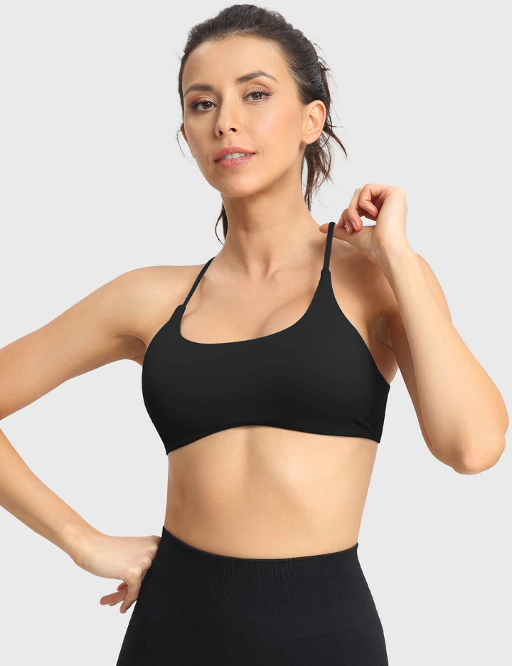 Criss Cross Yoga Sports Bra – Seamless Padded Workout Top for Women