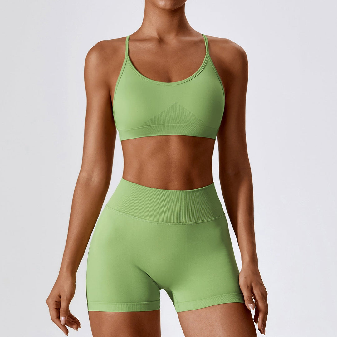 FlexFit Seamless Yoga Set | 2-Piece Crop Top & Shorts Workout Outfit