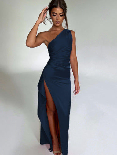 ISLA - Elegant One-Shoulder Backless Satin Dress