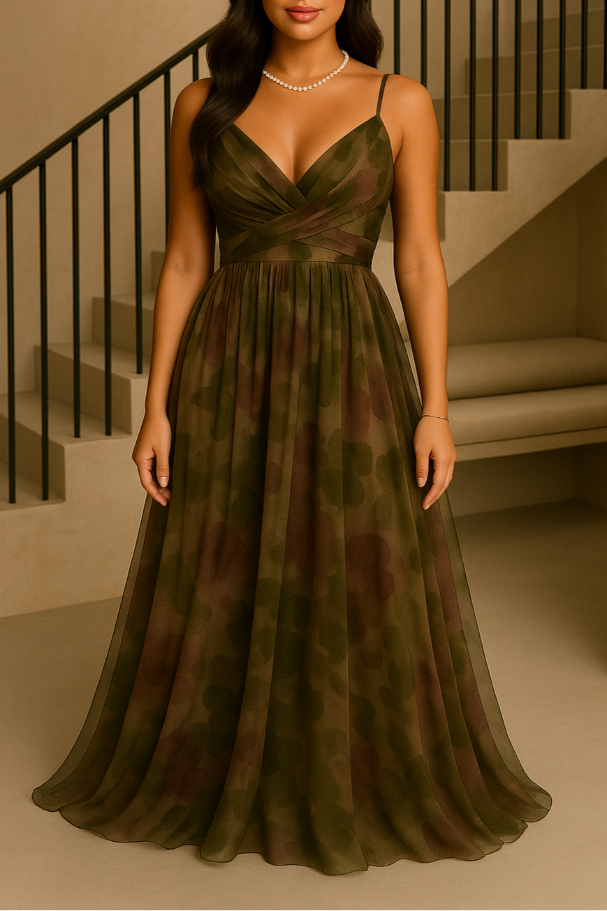 Aurelia Watercolor Crisscross Maxi Dress Maxi-Dress GIVINY