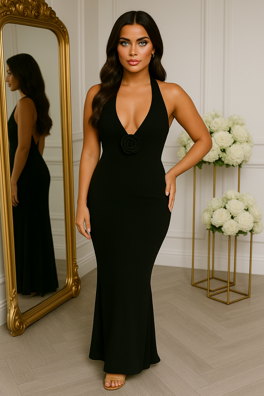 Aurora Bare Back Halter Maxi Dress Maxi Dress GIVINY