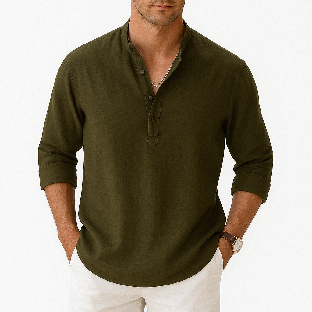 Giviny | Lightweight Linen Henley Shirt