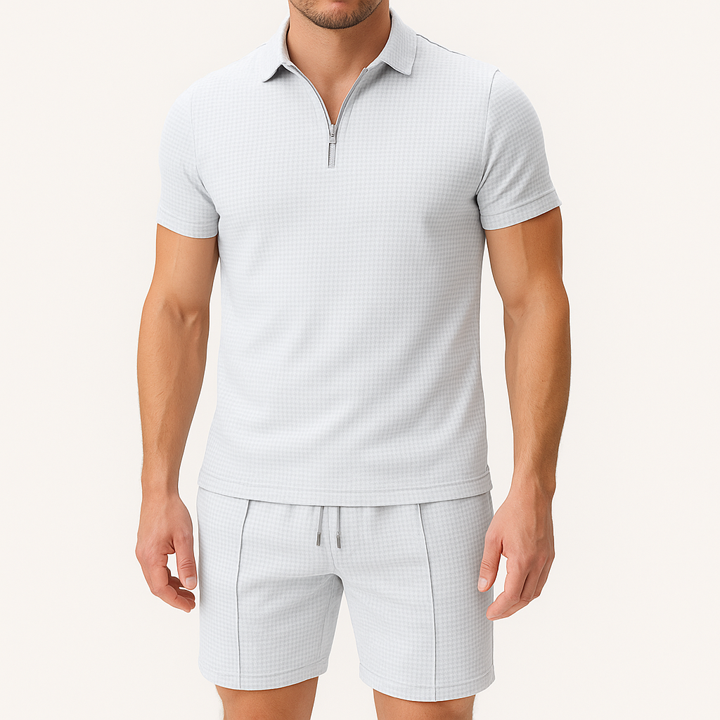 Giviny | Zip Collar Cotton Summer Set