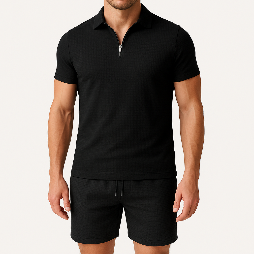 Giviny | Zip Collar Cotton Summer Set