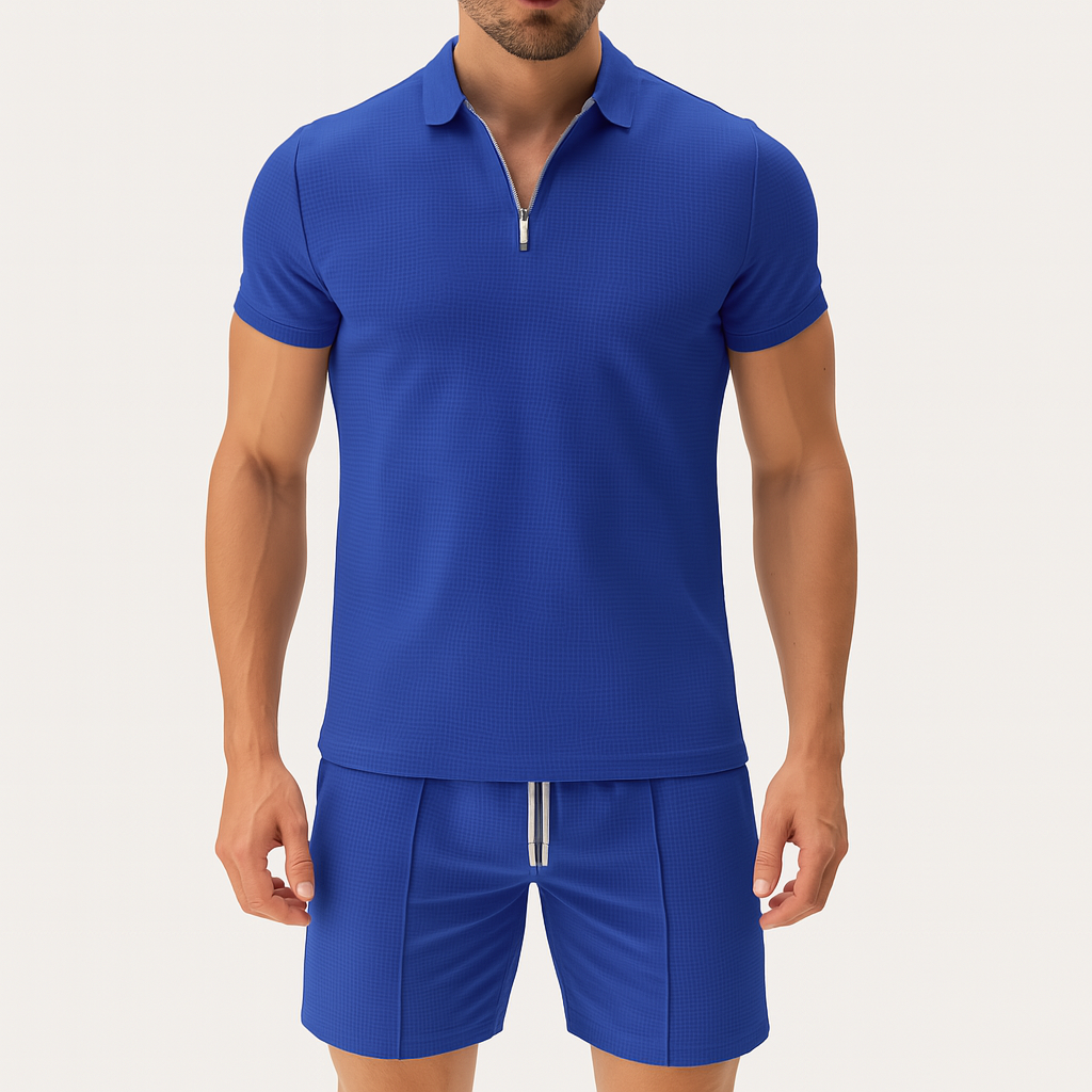Giviny | Zip Collar Cotton Summer Set
