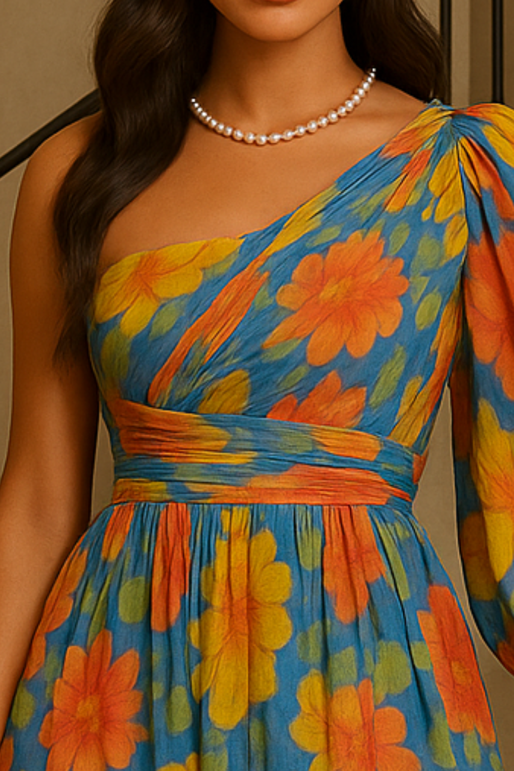Elara One-Shoulder Floral Dress Maxi Dresses GIVINY