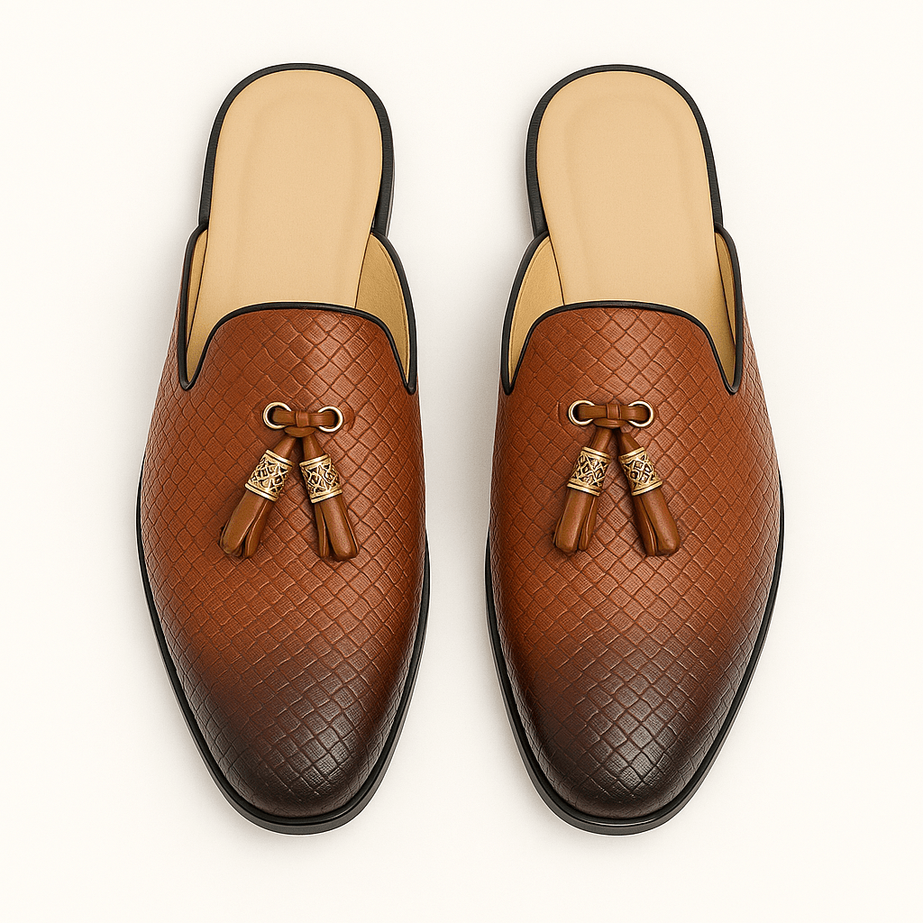 Giviny | Backless Leather Tassel Loafers