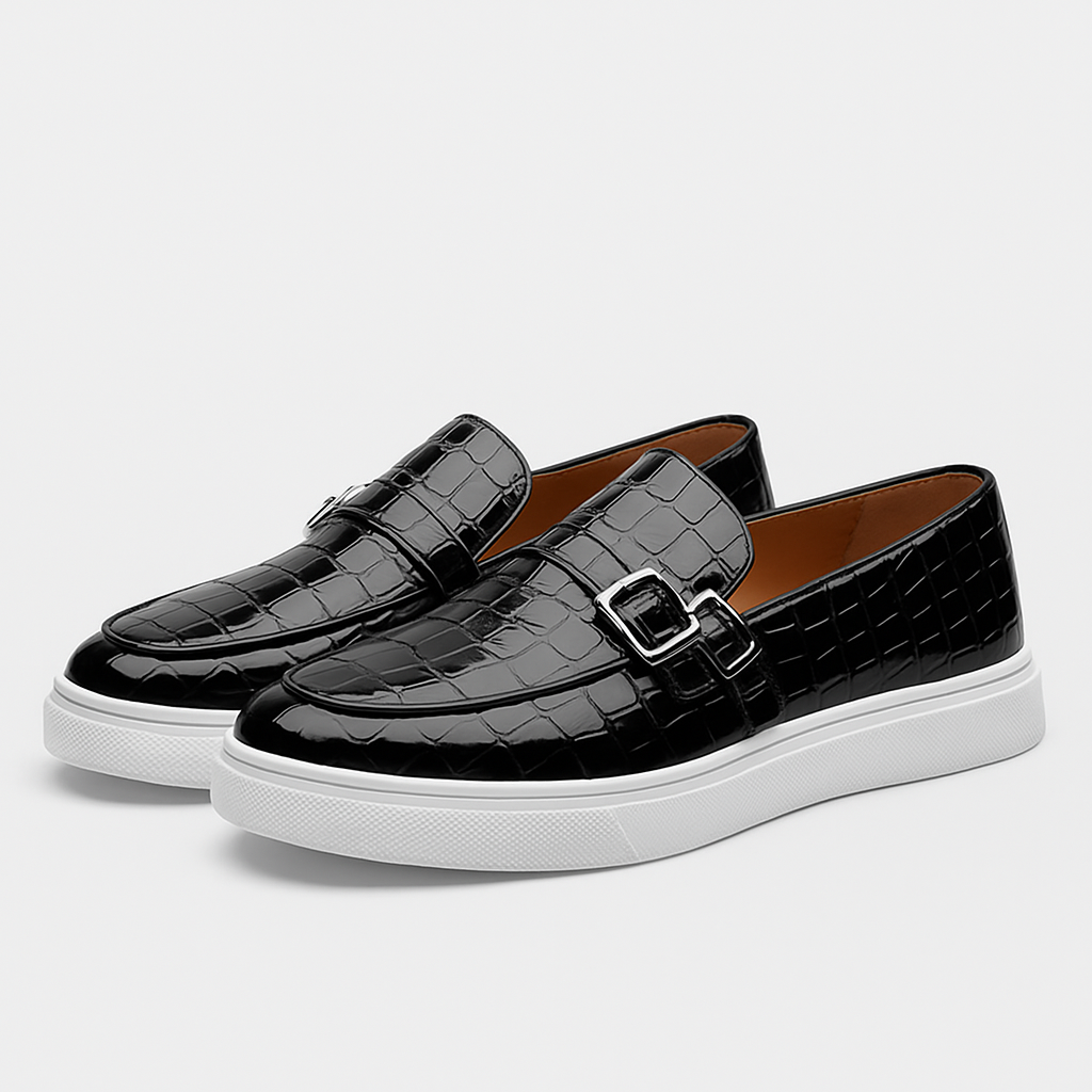 Giviny | Double Buckle Croc Loafers