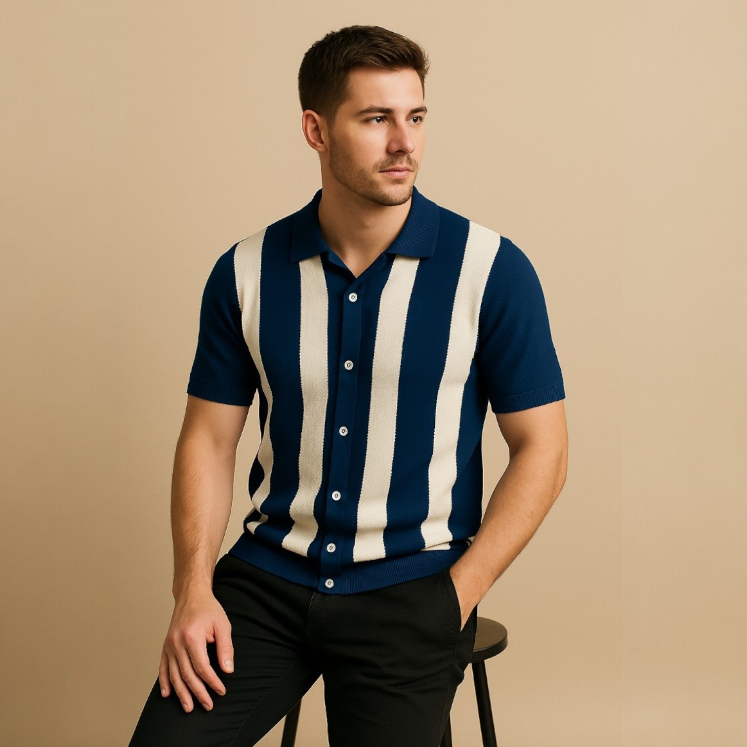Giviny | Striped Cotton Polo Shirt