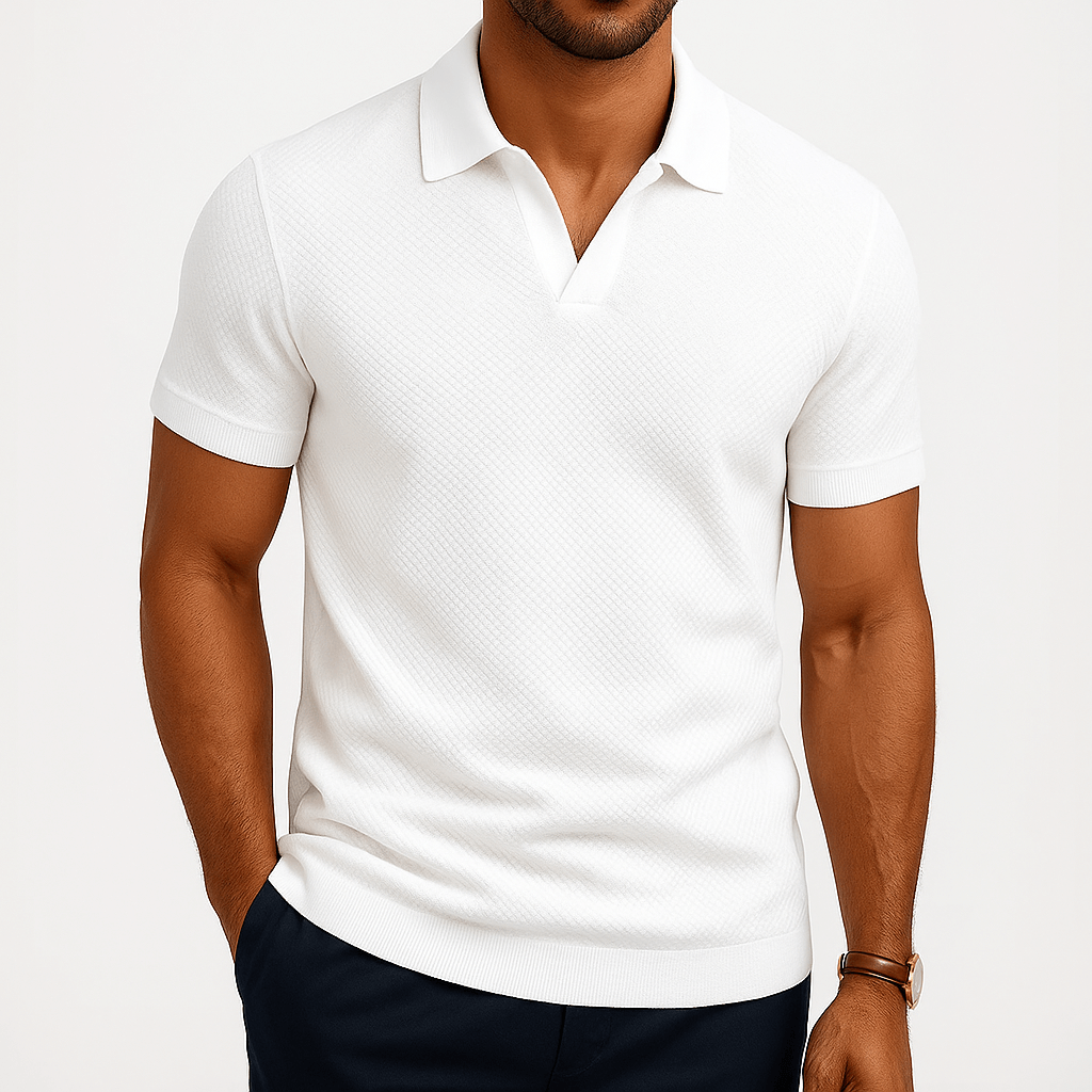 Giviny | Textured Short Sleeve Polo Shirt