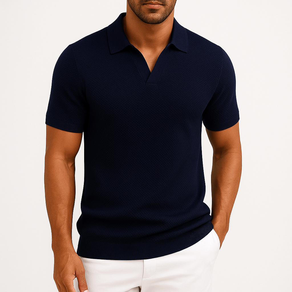 Giviny | Textured Short Sleeve Polo Shirt