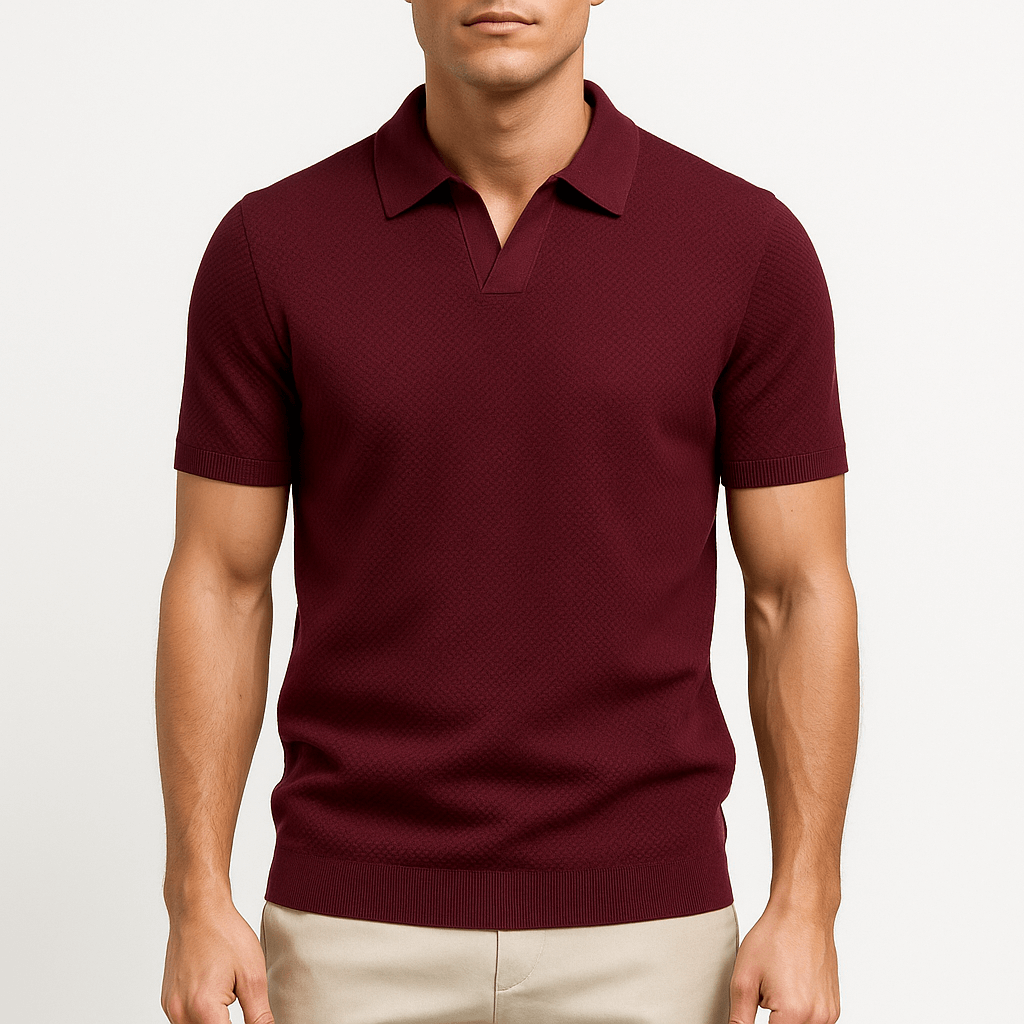 Giviny | Textured Short Sleeve Polo Shirt