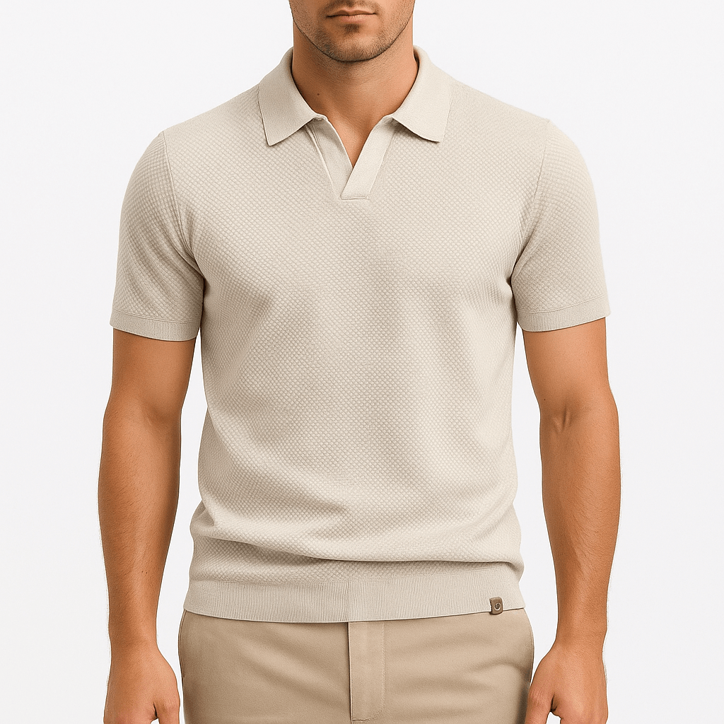 Giviny | Textured Short Sleeve Polo Shirt