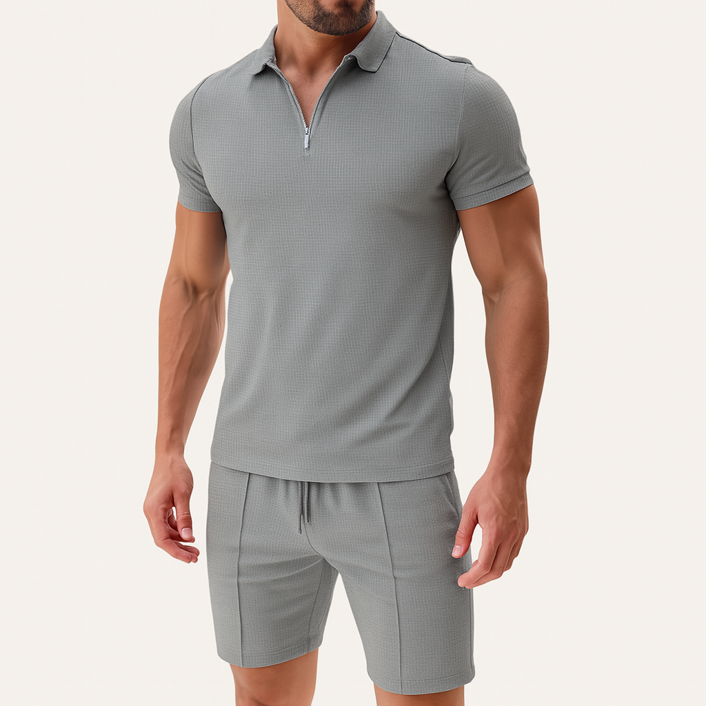 Giviny | Zip Collar Cotton Summer Set