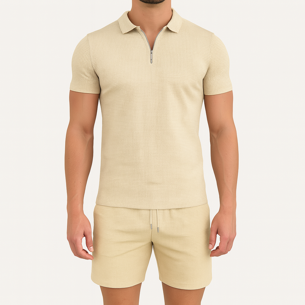 Giviny | Zip Collar Cotton Summer Set