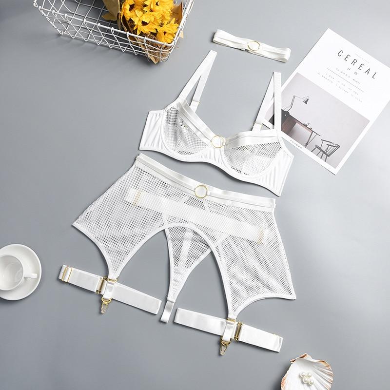 LUXURY - Elegant Set of Evening Underwear with Garter and Choker