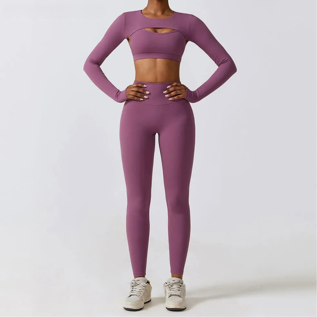 FlexActive 2/3-Piece Workout Set | High-Waist Leggings & Stretch Sports Bra