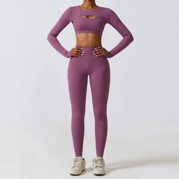 FlexActive 2/3-Piece Workout Set | High-Waist Leggings & Stretch Sports Bra