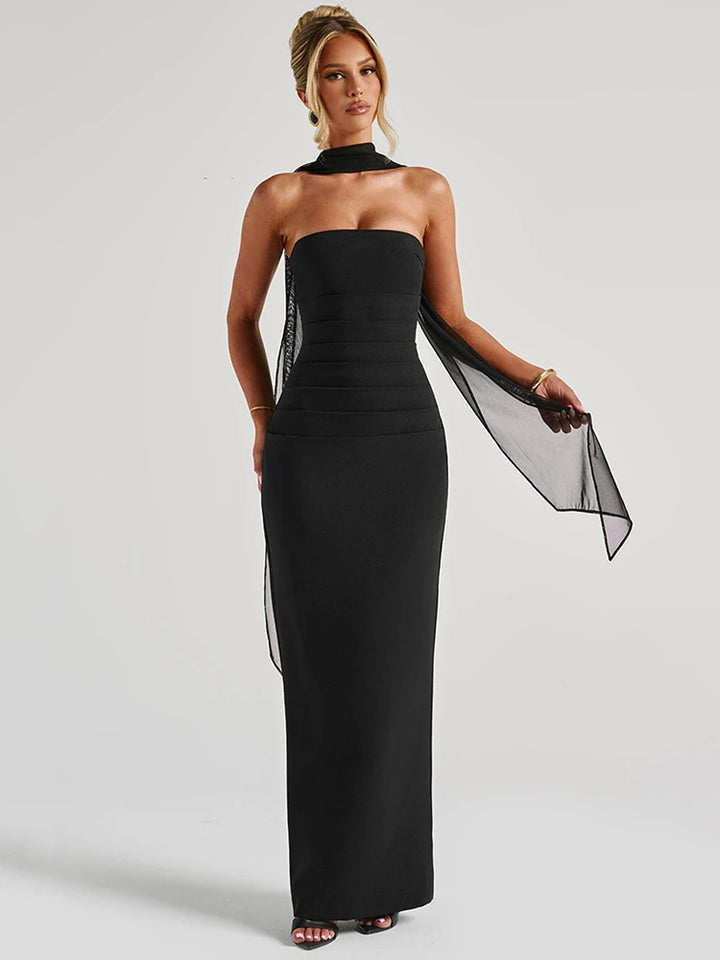 Seraphina Strapless Maxi Dress | Elegant Backless Bodycon Gown