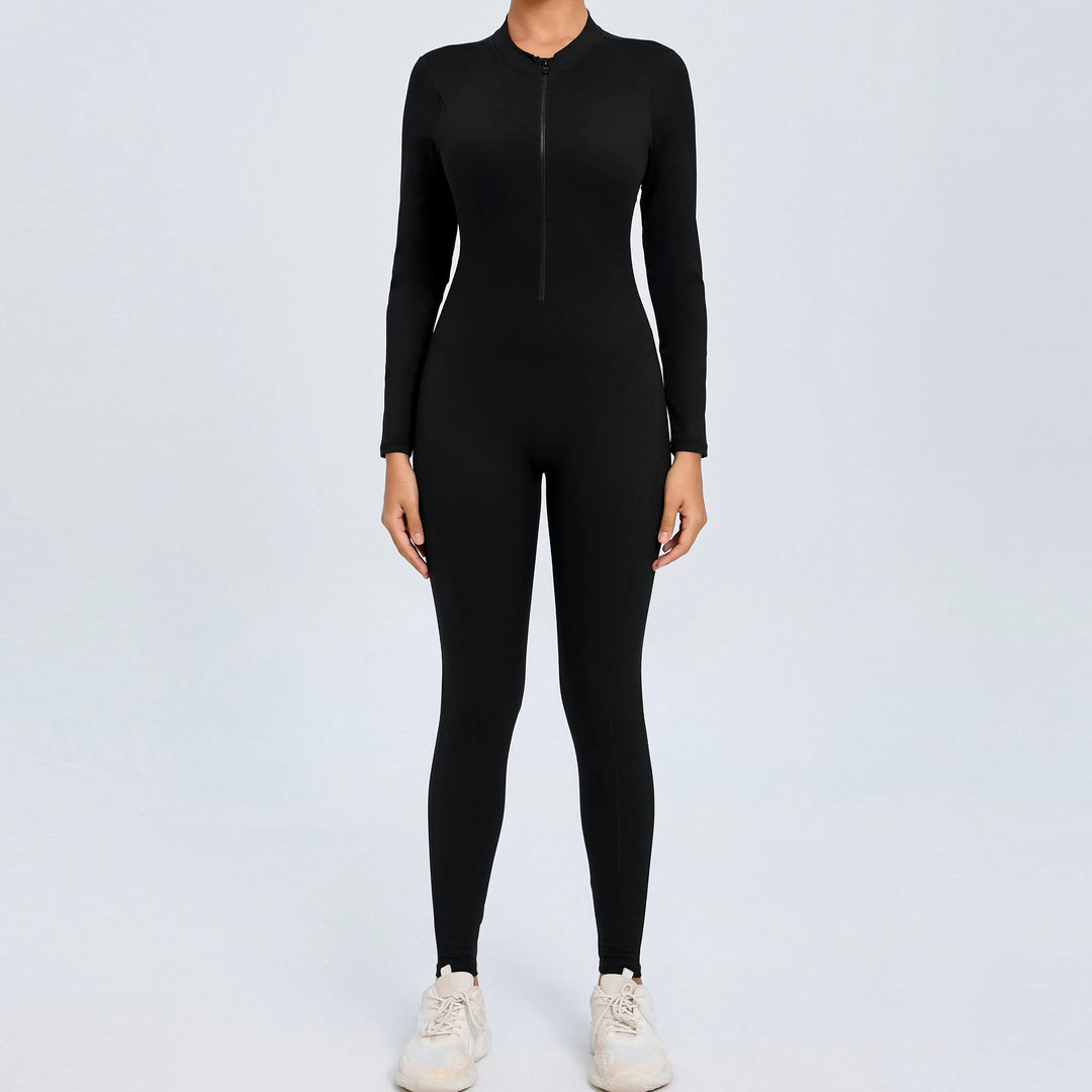 SculptFlex Zip Jumpsuit | Open-Back Long Sleeve