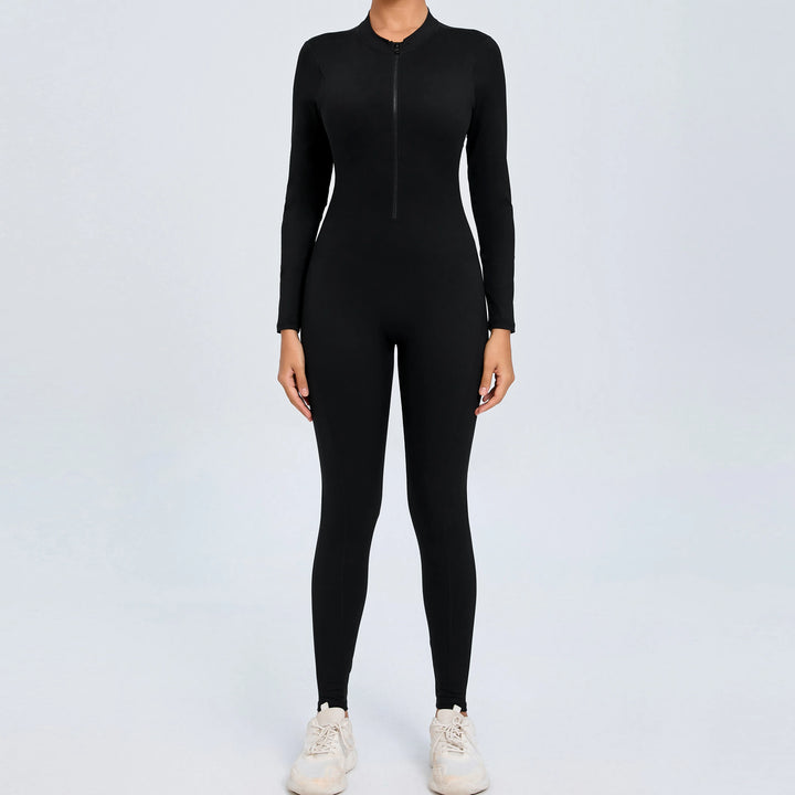 SculptFlex Zip Jumpsuit | Open-Back Long Sleeve