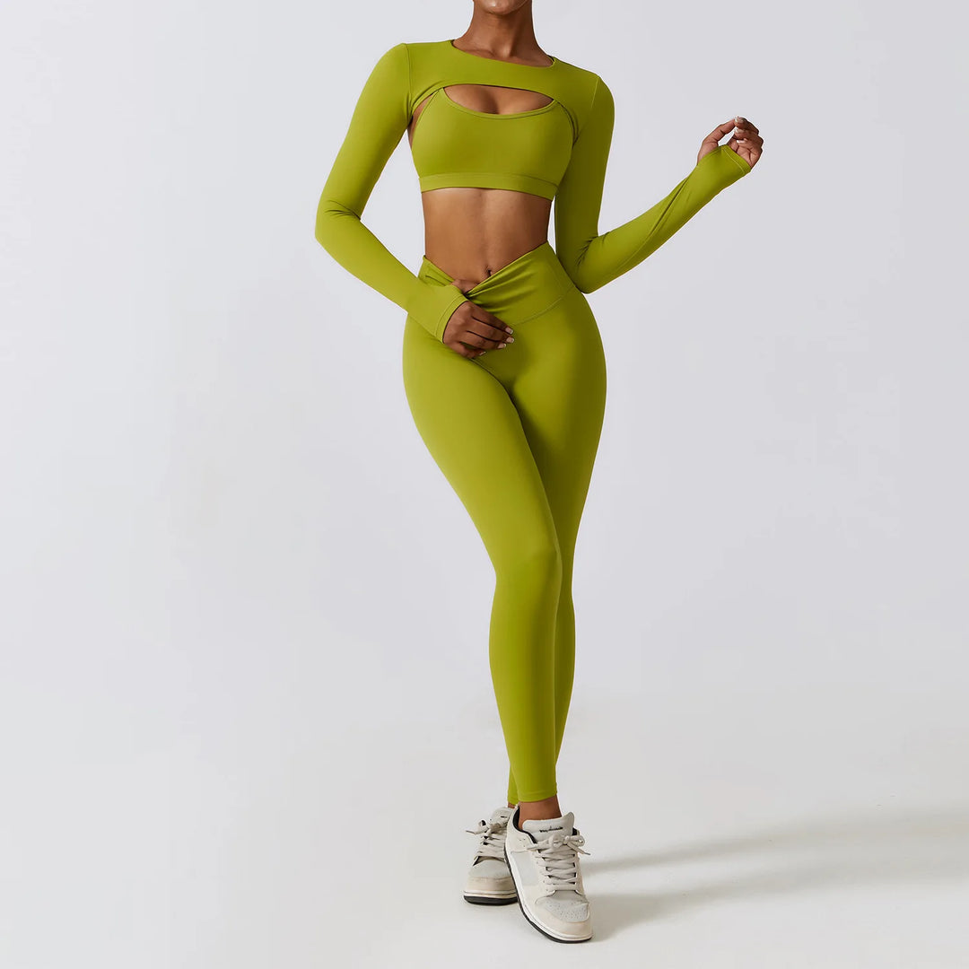 FlexActive 2/3-Piece Workout Set | High-Waist Leggings & Stretch Sports Bra