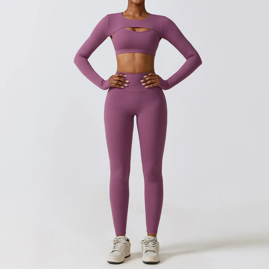 FlexActive 2/3-Piece Workout Set | High-Waist Leggings & Stretch Sports Bra