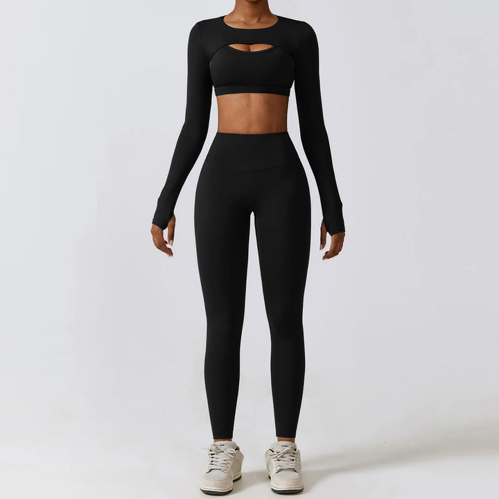 FlexActive 2/3-Piece Workout Set | High-Waist Leggings & Stretch Sports Bra