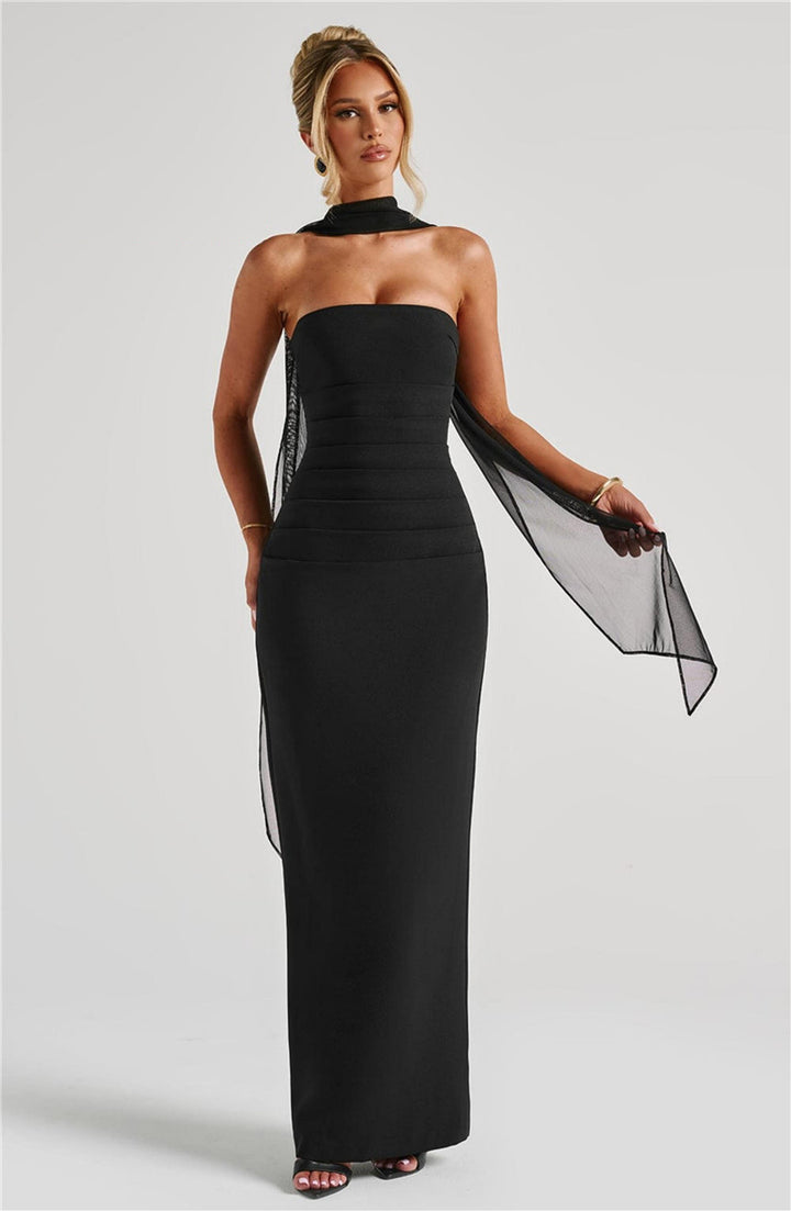 Seraphina Strapless Maxi Dress | Elegant Backless Bodycon Gown