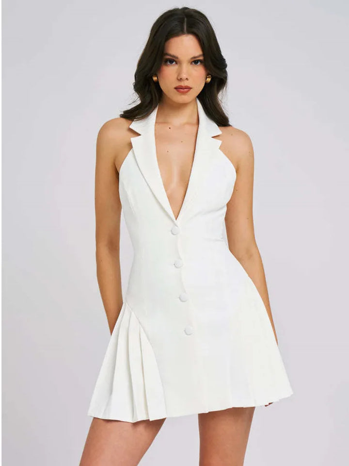 Nova Luxe Mini Dress | Deep V-Neck Backless Party Dress