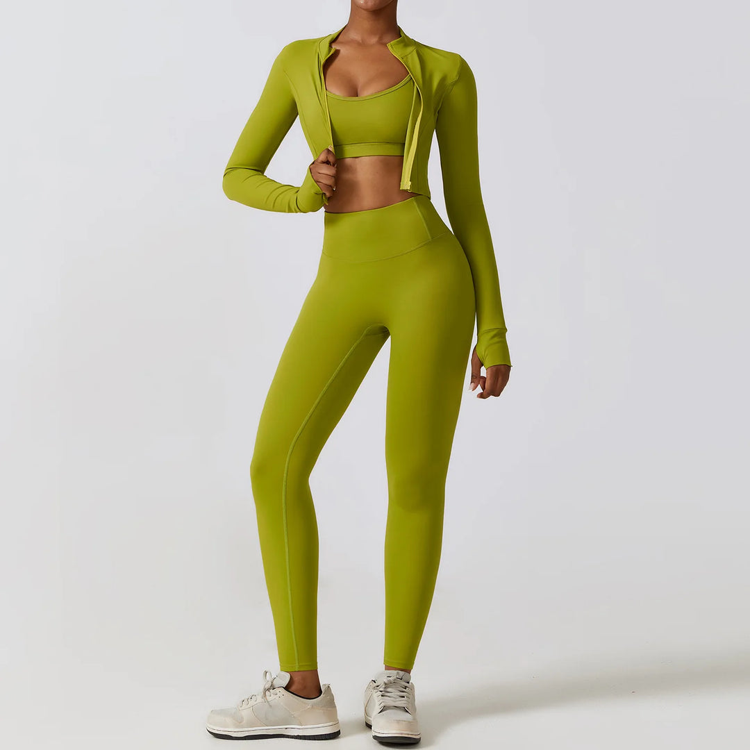 FlexActive 2/3-Piece Workout Set | High-Waist Leggings & Stretch Sports Bra