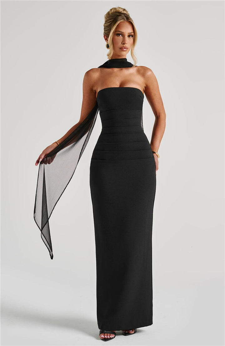 Seraphina Strapless Maxi Dress | Elegant Backless Bodycon Gown