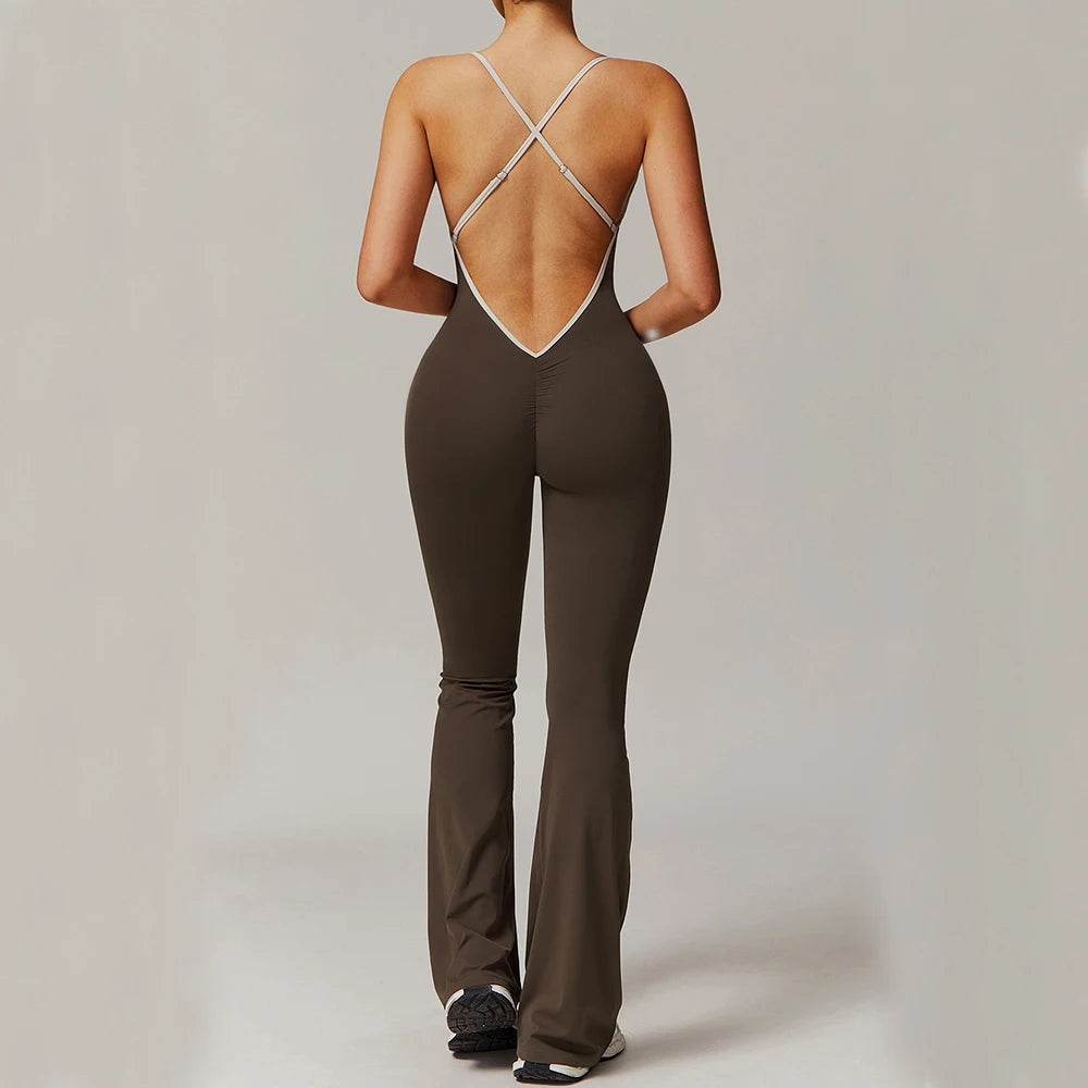 FlexiFit Backless Jumpsuit | Adjustable Cross-Strap Design