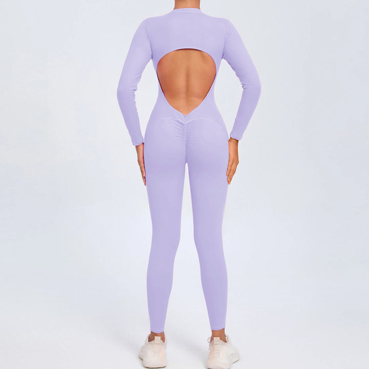 SculptFlex Zip Jumpsuit | Open-Back Long Sleeve