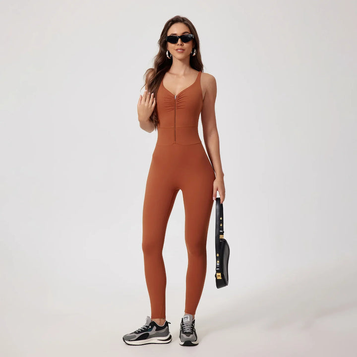 ElevateFit Yoga Jumpsuit | Backless Zip-Up Design