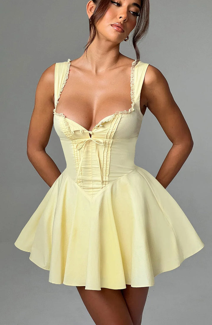 Lace Contour Mini Dress | Slim Fit Sleeveless V-Neck